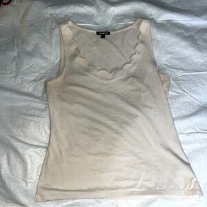 Express Cream Colored Medium Scalloped Tank Top
